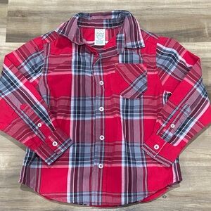 $1 Faded Glory Red and Gray Plaid Kids Shirt